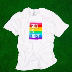 NWOT White T-Shirts Bundle with Colorful GOD IS DOPE Size L